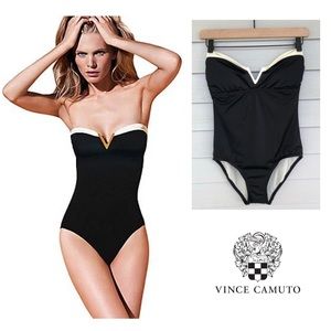 Vince Camuto Swim Black Bandeau One Piece